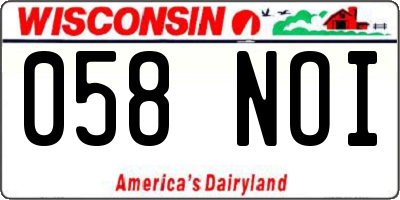 WI license plate 058NOI