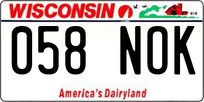 WI license plate 058NOK