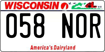 WI license plate 058NOR