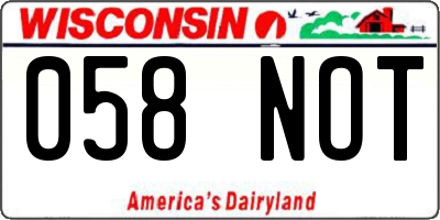 WI license plate 058NOT