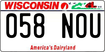 WI license plate 058NOU