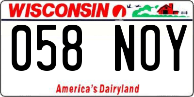 WI license plate 058NOY