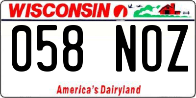 WI license plate 058NOZ
