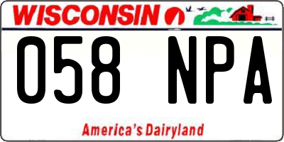 WI license plate 058NPA