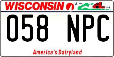 WI license plate 058NPC