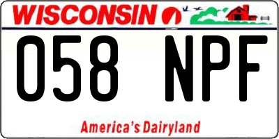 WI license plate 058NPF