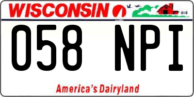 WI license plate 058NPI