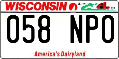 WI license plate 058NPO