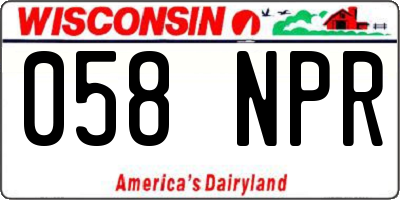 WI license plate 058NPR