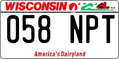 WI license plate 058NPT