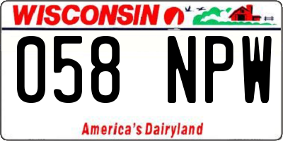 WI license plate 058NPW