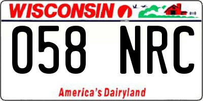 WI license plate 058NRC