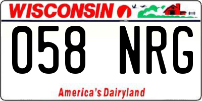 WI license plate 058NRG