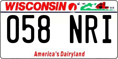 WI license plate 058NRI