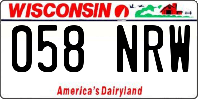 WI license plate 058NRW