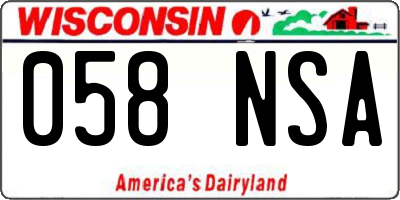 WI license plate 058NSA