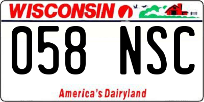 WI license plate 058NSC