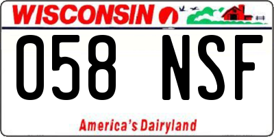 WI license plate 058NSF