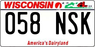 WI license plate 058NSK