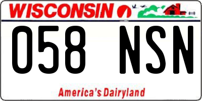 WI license plate 058NSN