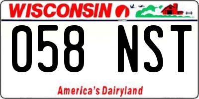 WI license plate 058NST