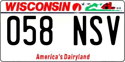WI license plate 058NSV