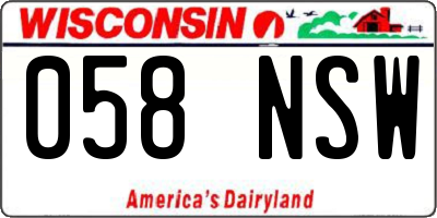WI license plate 058NSW
