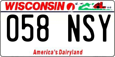 WI license plate 058NSY