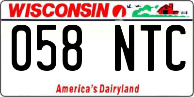 WI license plate 058NTC
