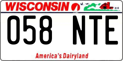 WI license plate 058NTE