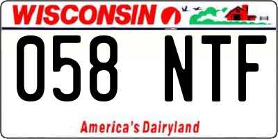 WI license plate 058NTF