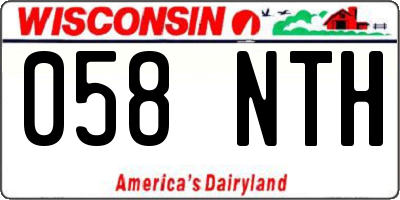 WI license plate 058NTH