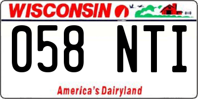 WI license plate 058NTI
