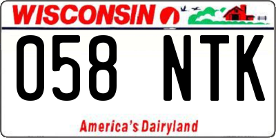 WI license plate 058NTK