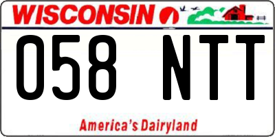 WI license plate 058NTT