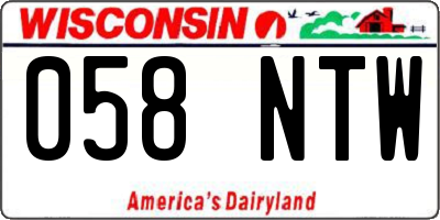 WI license plate 058NTW
