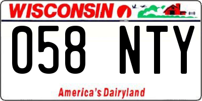 WI license plate 058NTY