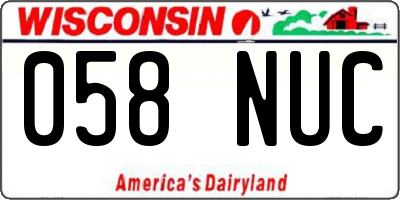 WI license plate 058NUC