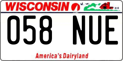 WI license plate 058NUE