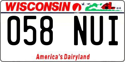 WI license plate 058NUI