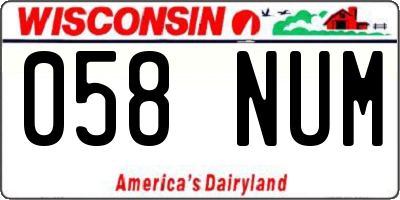 WI license plate 058NUM