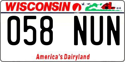 WI license plate 058NUN