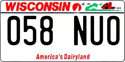 WI license plate 058NUO