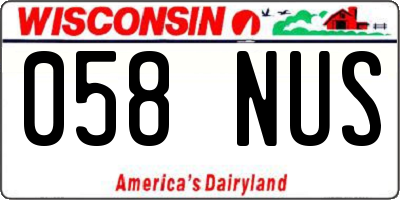 WI license plate 058NUS