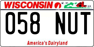 WI license plate 058NUT