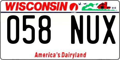 WI license plate 058NUX