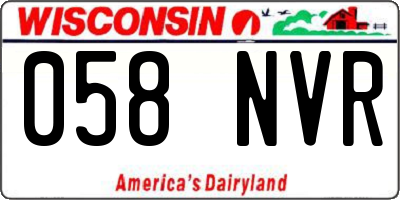 WI license plate 058NVR