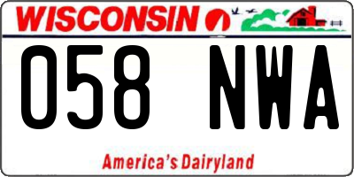 WI license plate 058NWA