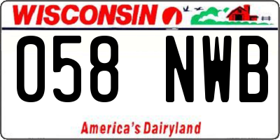 WI license plate 058NWB