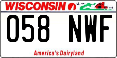 WI license plate 058NWF